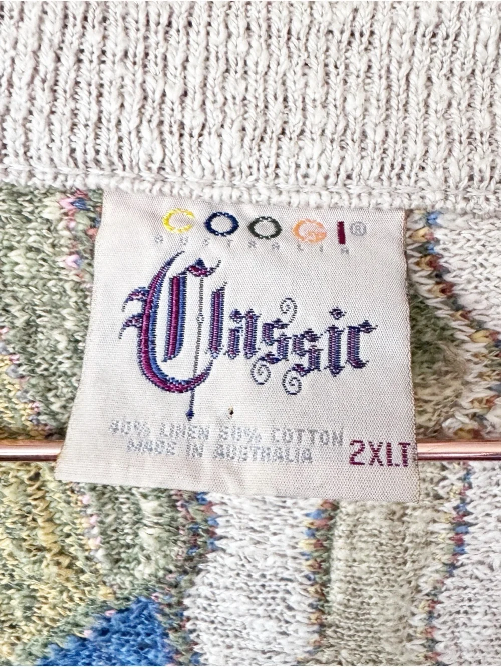 COOGI 90’s Vintage Multicolor Cable-Knit Colorful Cardigan